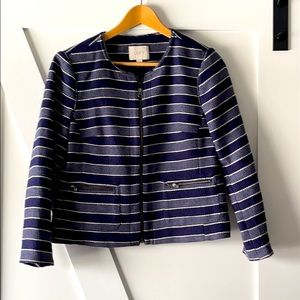 LOFT Blue Striped Zipper Blazer - Size 6